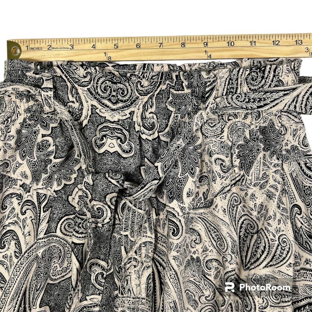 Nwt H&M Womens Black Brown Belted Paisley Viscose Stretch A-Line Mini Skirt Sz 4 - Picture 6 of 8